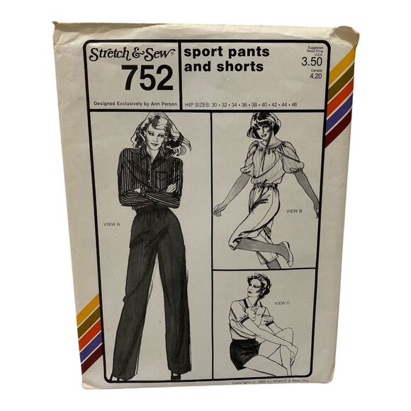 1982 Stretch and Sew Sport Pants And Shorts Design Patterns by Ann Person - Picture 1 of 9